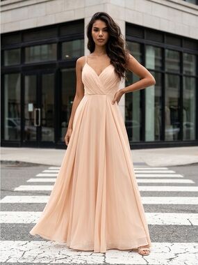 Lulu's Pale Blush Pink Spaghetti Strap Maxi Dress IDA70941 Sz S